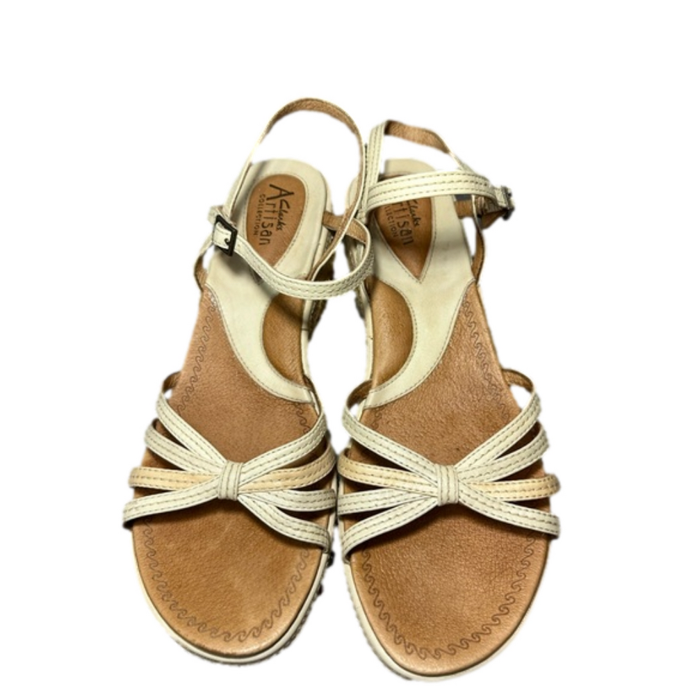 Clark’s artisian espadrille leather strappy women’s sandal size 9.5